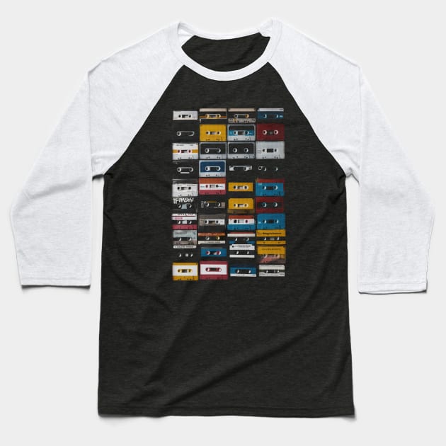 Old Music Cassettes Baseball T-Shirt by BAJAJU